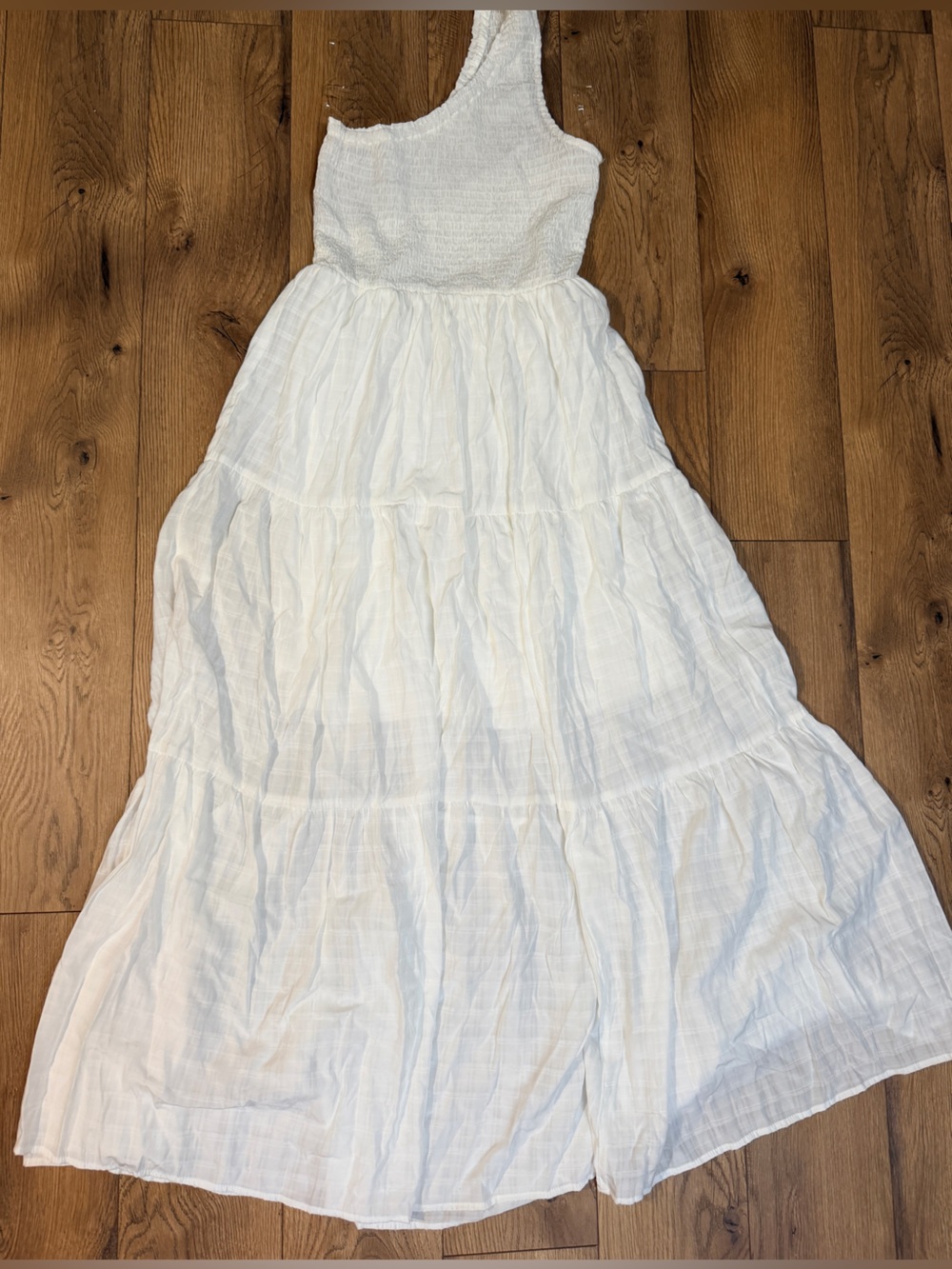 entro White Textured Smocked Maxi dress